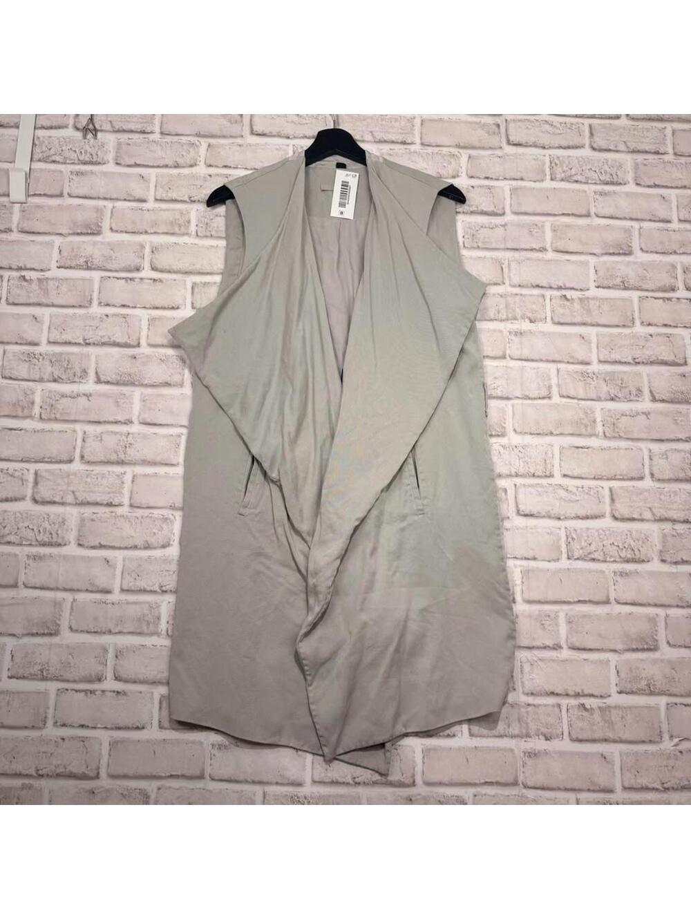 All Saints Sleeveless Cardigan Vest Gray Pockets NWT Lyocell Women's Size 8